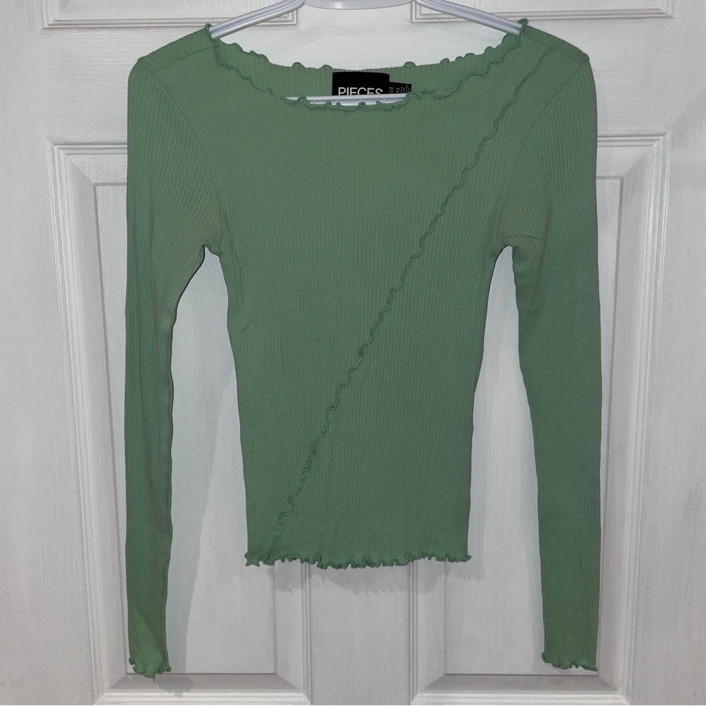 Green Ribbed Top